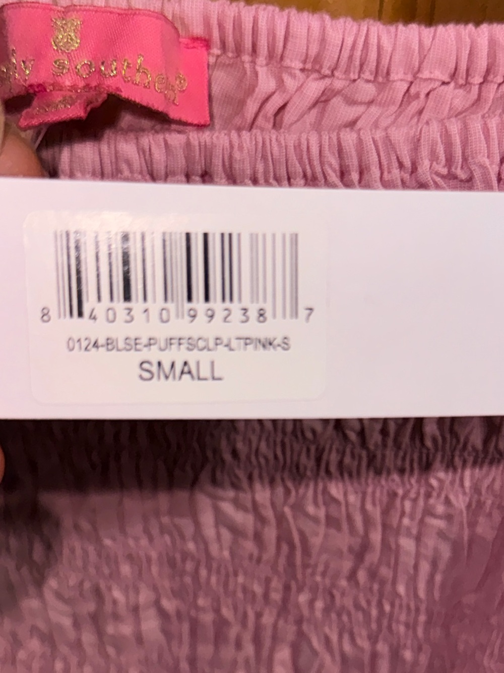NWT Simply Southern Pink Smocked Square-Neck Puff Sleeve Scalloped Blouse-S - Picture 13 of 13